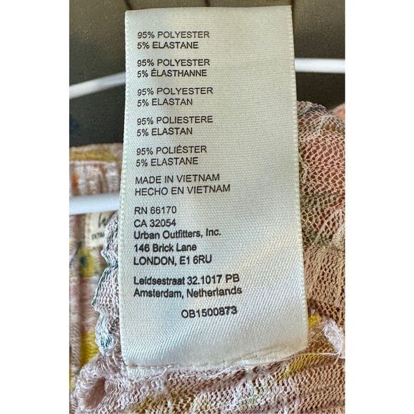 Free People We The Free Angelina Lace Top in Light Pink Yellow Floral Combo XL - Picture 7 of 11